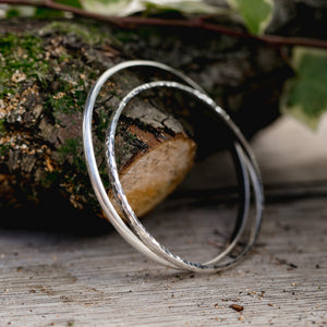 Examples of silver bangles made by students in silver bangle making jewellery workshop