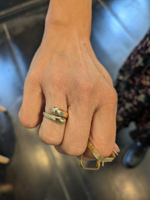 Student wears handcrafted ring made in jewellery making workshop