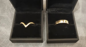 Boxed gold wedding rings made in private jewellery making course Cardiff