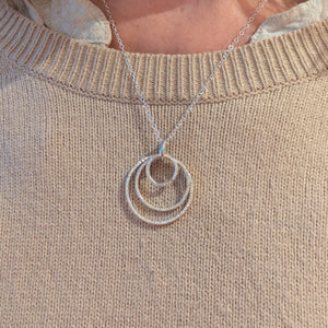 An example of a handcrafted silver necklace made in silver jewellery making workshop