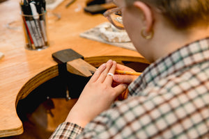 Person work on project in jewellery making studio in Cardiff workshop