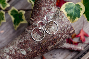 Example of stud earrings made by student in silver jewellery making workshop