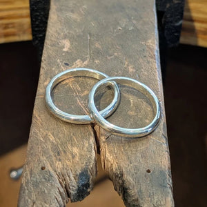Completed handmade weddings bands in Cardiff jewellery making studio private workshop