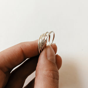 Silver stack rings handmade in jewellery making workshop