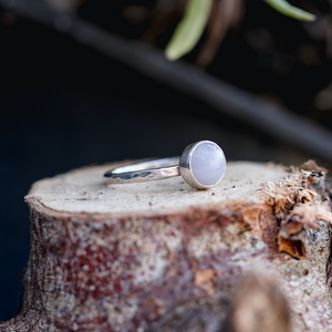 Example of handmade stone ring made in silver jewellery making workshop