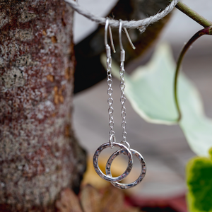 Examples of silver drop earrings made in silver jewellery making workshop